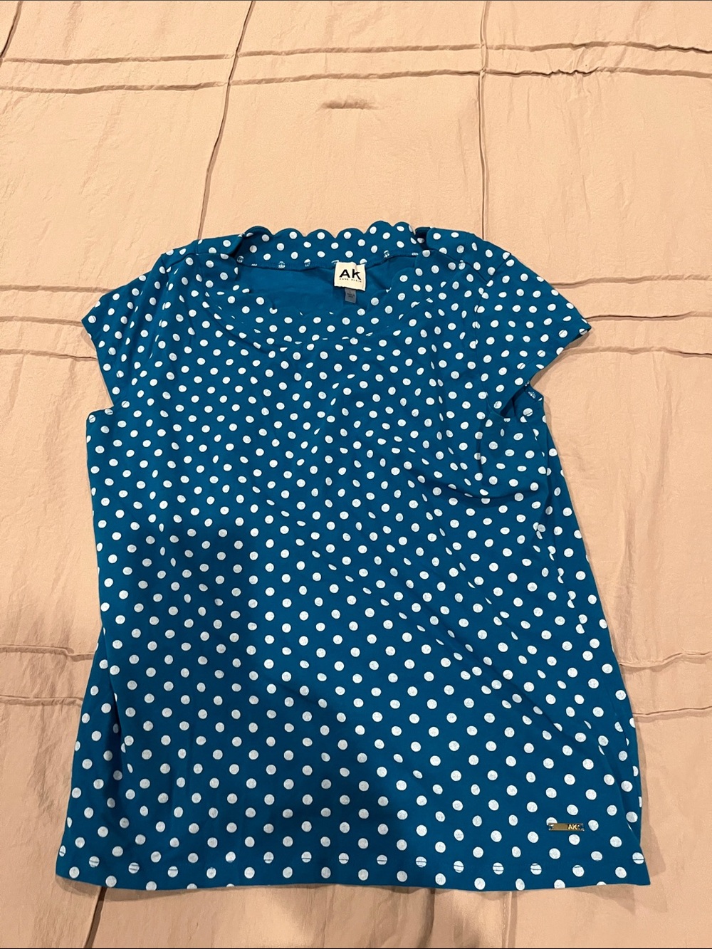 Anne Klein Teal Polka Dot Short Sleeve Tee